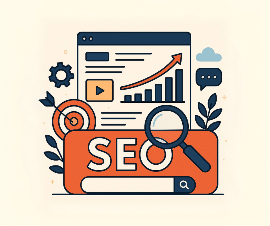 What is SEO? A Featured Image made up of graphics